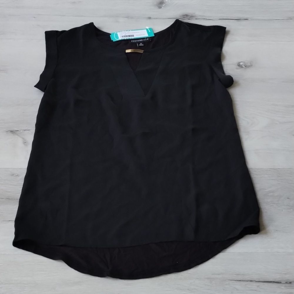 Fortune + ivy Catenia Hardware Detail Blouse black stitch fix size XS NWT‎ - Picture 4 of 5